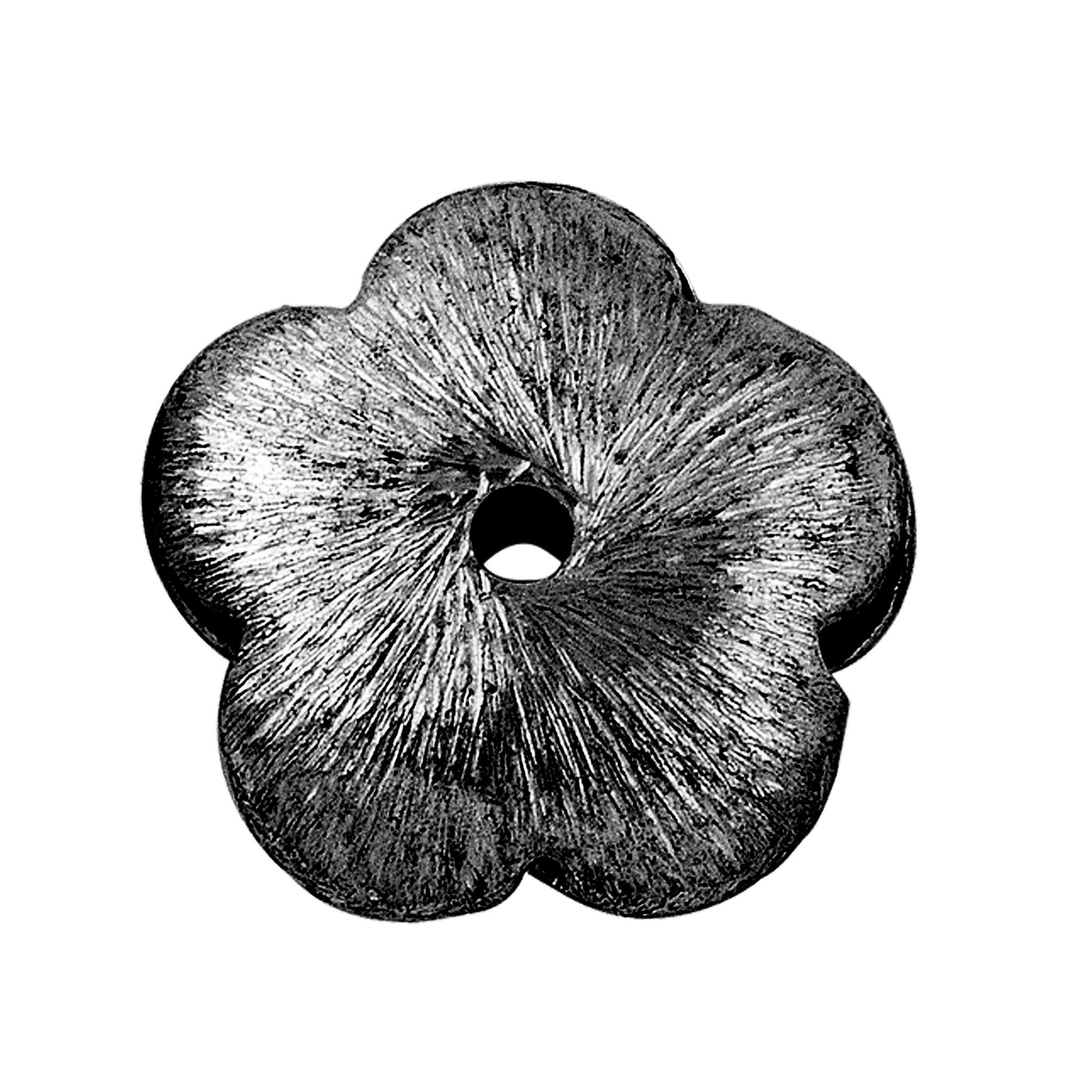 BR-208-16MM Black Rhodium Overlay Flower Shape Brushed Bead Beads Bali Designs Inc 