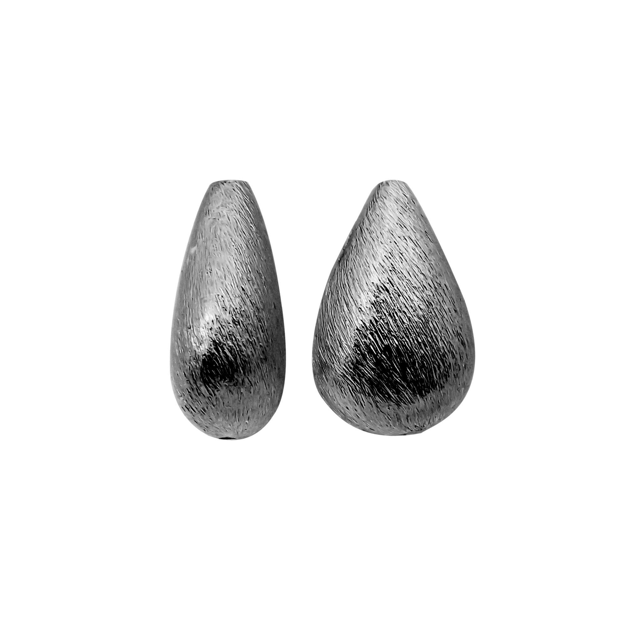 BR-357-18X12MM Black Rhodium Overlay Pears Shape Brushed Bead Beads Bali Designs Inc 