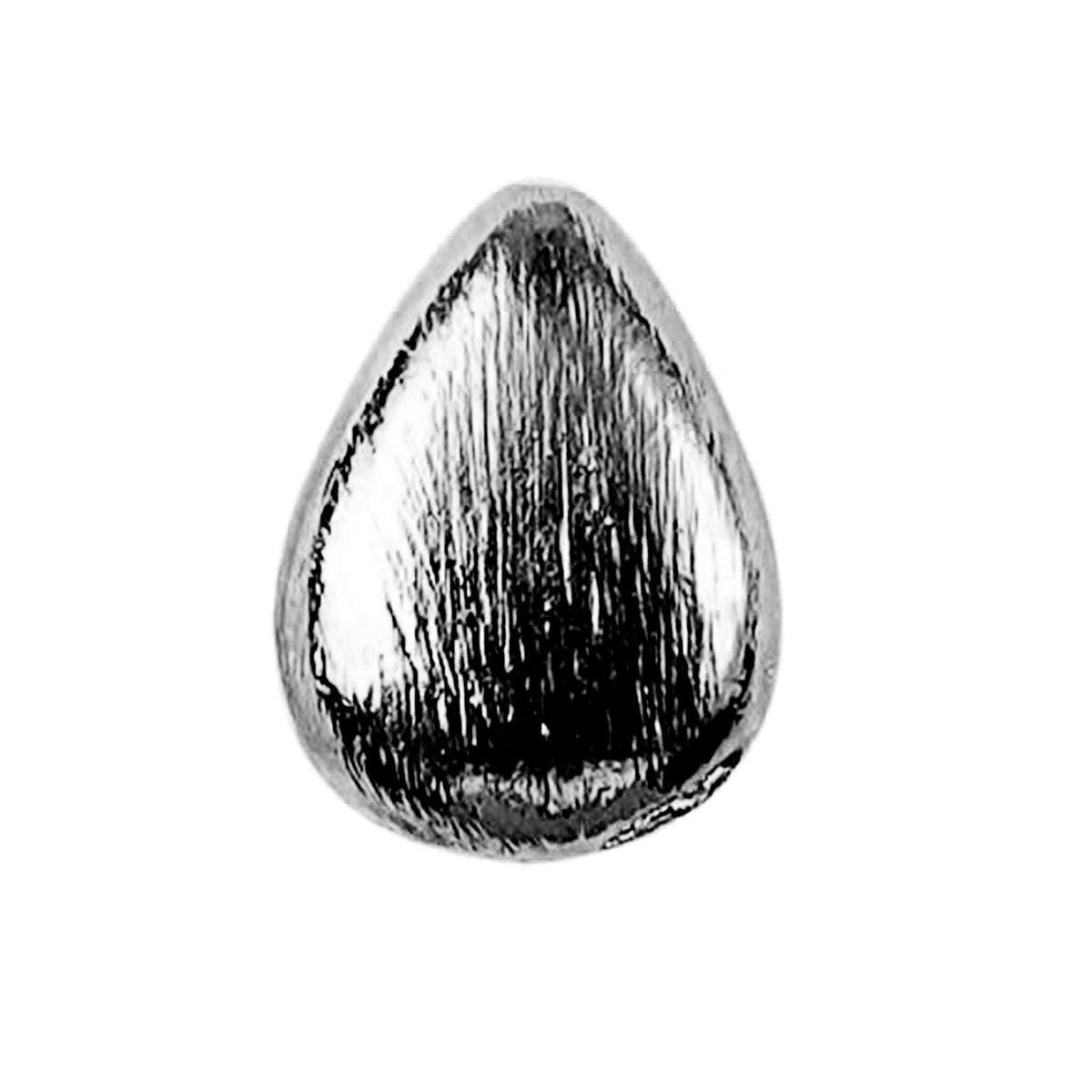 Handcrafted black rhodium overlay copper textured teardrop bead from India with brushed minimalist finish