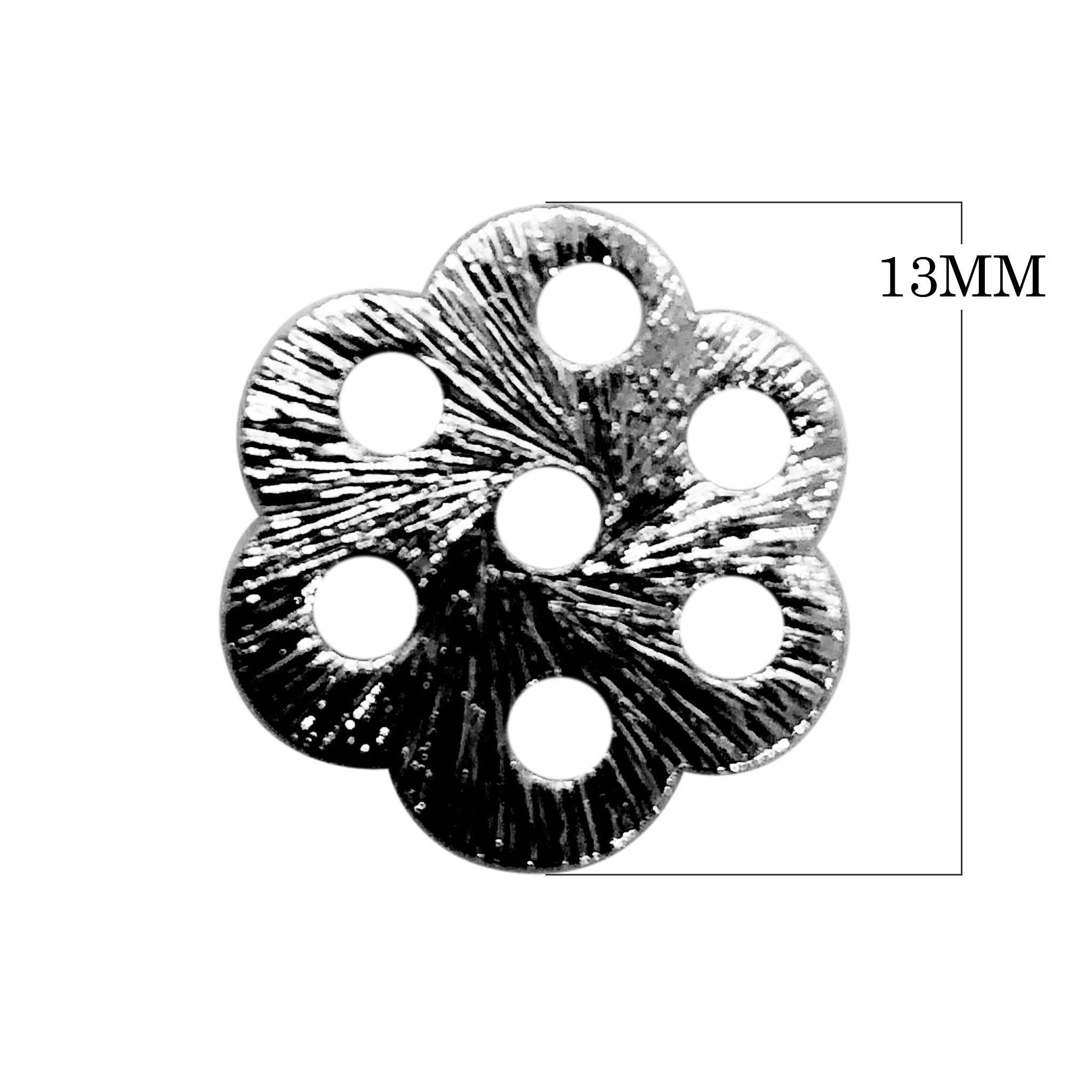 BR-360-13MM Black Rhodium Overlay Flower Shape Chip Bead Beads Bali Designs Inc 