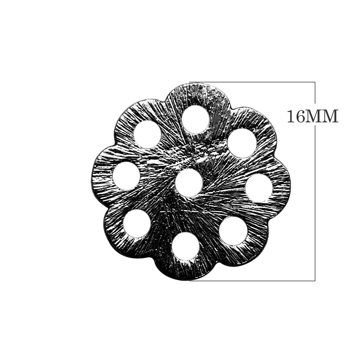 BR-360 Black Rhodium Overlay Flower Shape Chip Bead Beads Bali Designs Inc 16MM 
