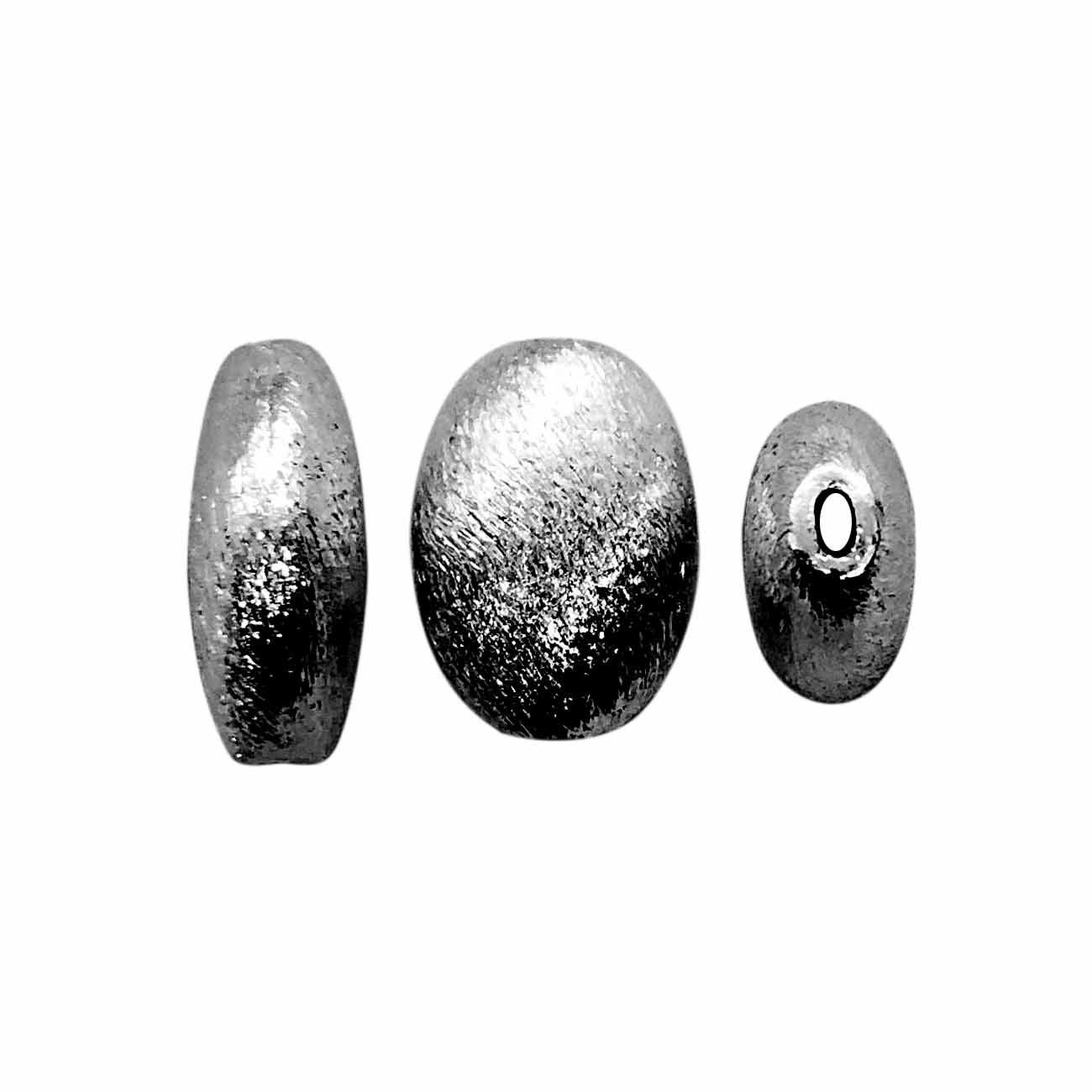 BR-378 Black Rhodium Overlay Oval Shape Brushed Bead Beads Bali Designs Inc 