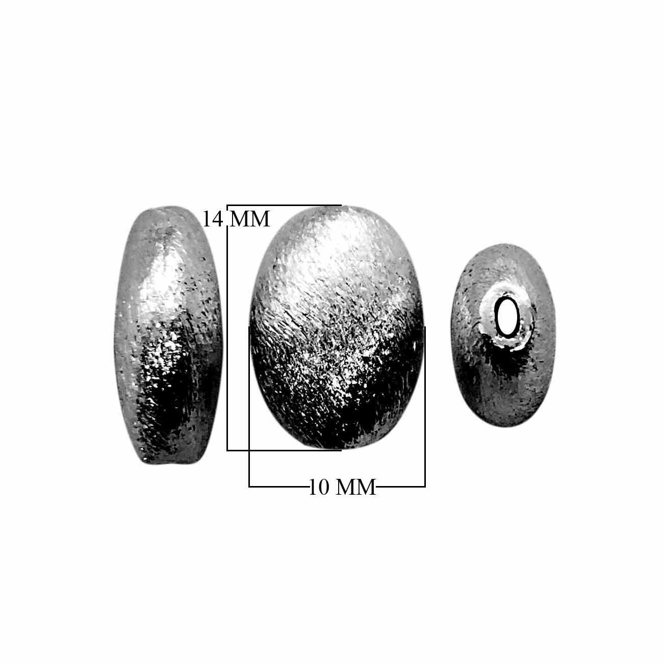 BR-378 Black Rhodium Overlay Oval Shape Brushed Bead Beads Bali Designs Inc 