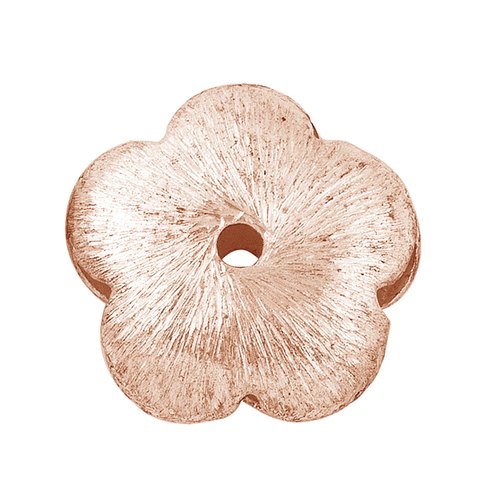 BRG-208-16MM Rose Gold Overlay Flower Shape Brushed Bead Beads Bali Designs Inc 