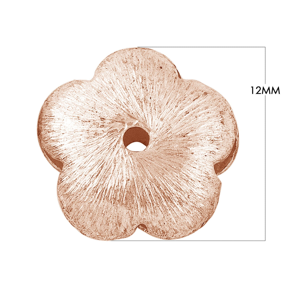 BRG-208 Rose Gold Overlay Flower Shape Brushed Bead Beads Bali Designs Inc 12MM 