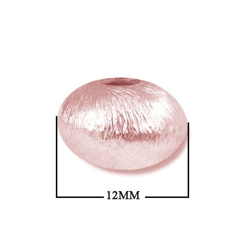 BRG-229 Rose Gold Overlay Flat Round Shape Brushed Bead Beads Bali Designs Inc 12MM 
