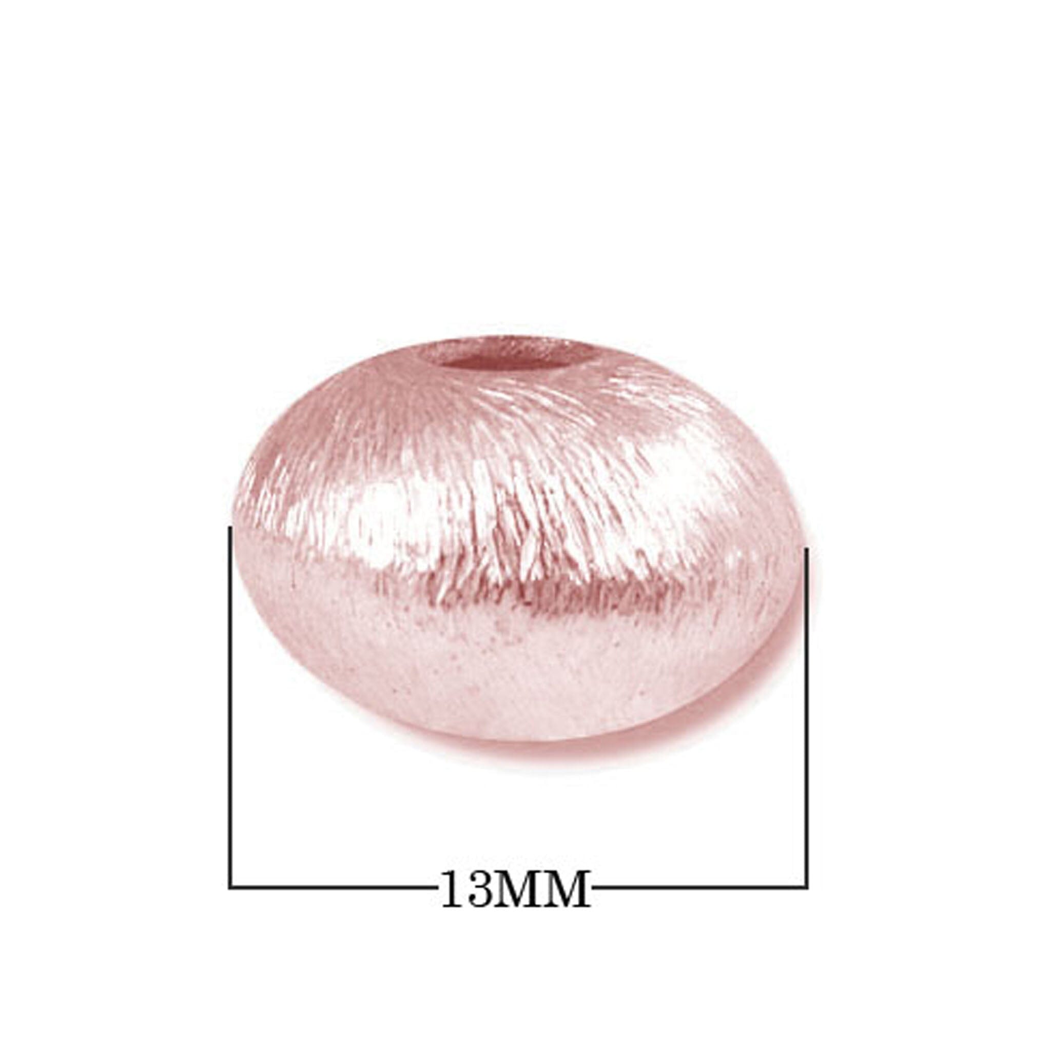 BRG-229 Rose Gold Overlay Flat Round Shape Brushed Bead Beads Bali Designs Inc 13MM 