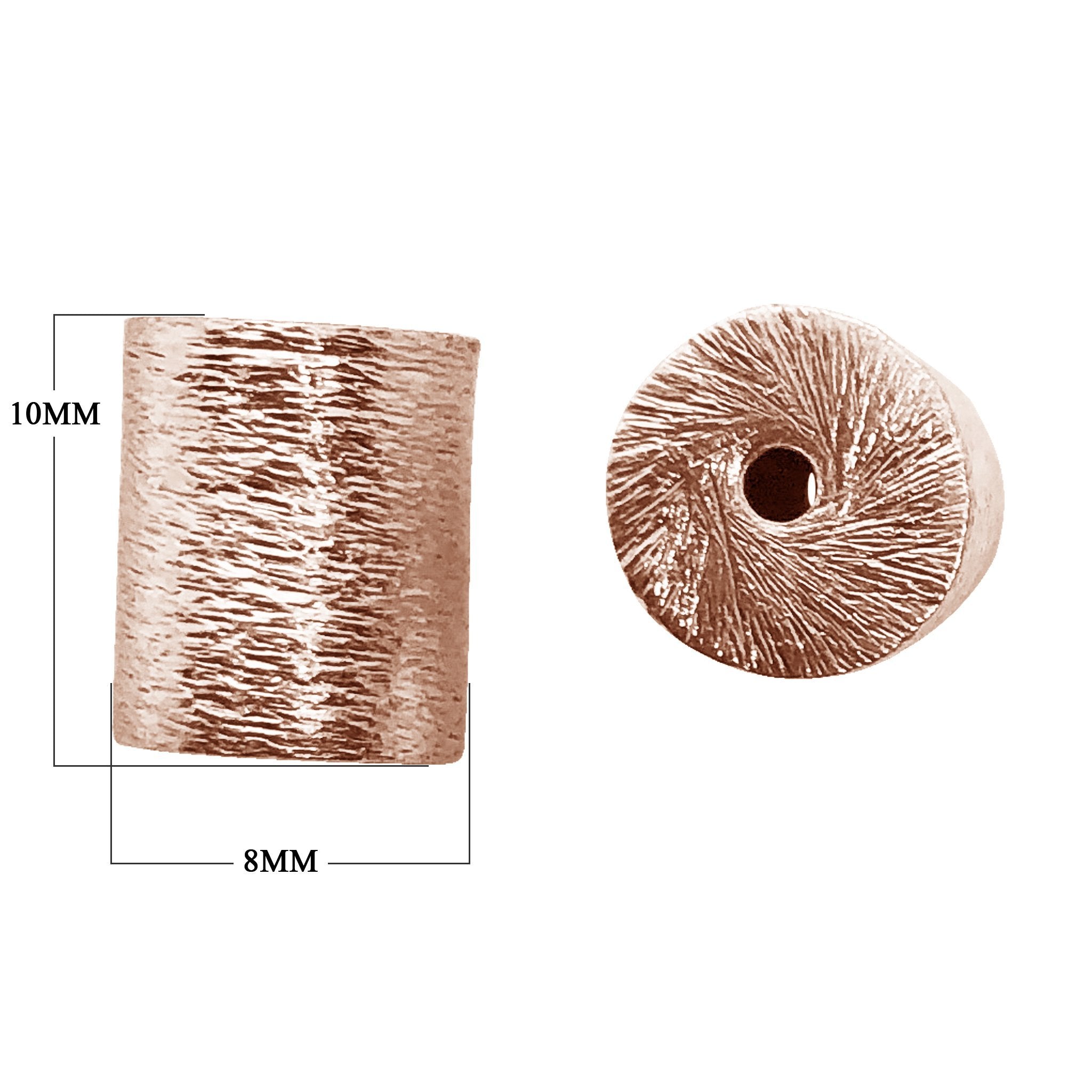 BRG-264 Rose Gold Overlay Cylinder Shape Brushed Bead Beads Bali Designs Inc 