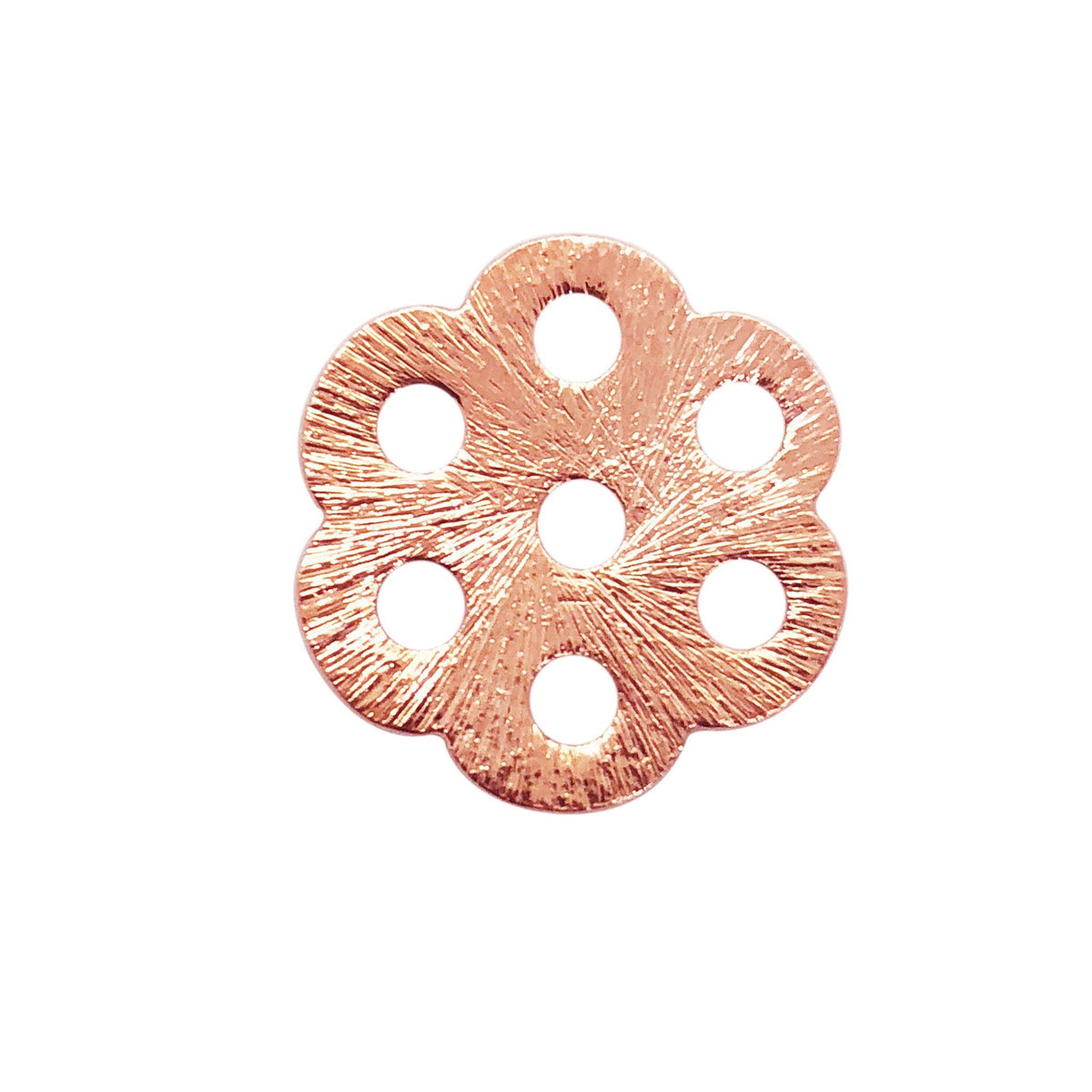 Rose gold overlay copper floral spacer handcrafted in India for retail jewelry making