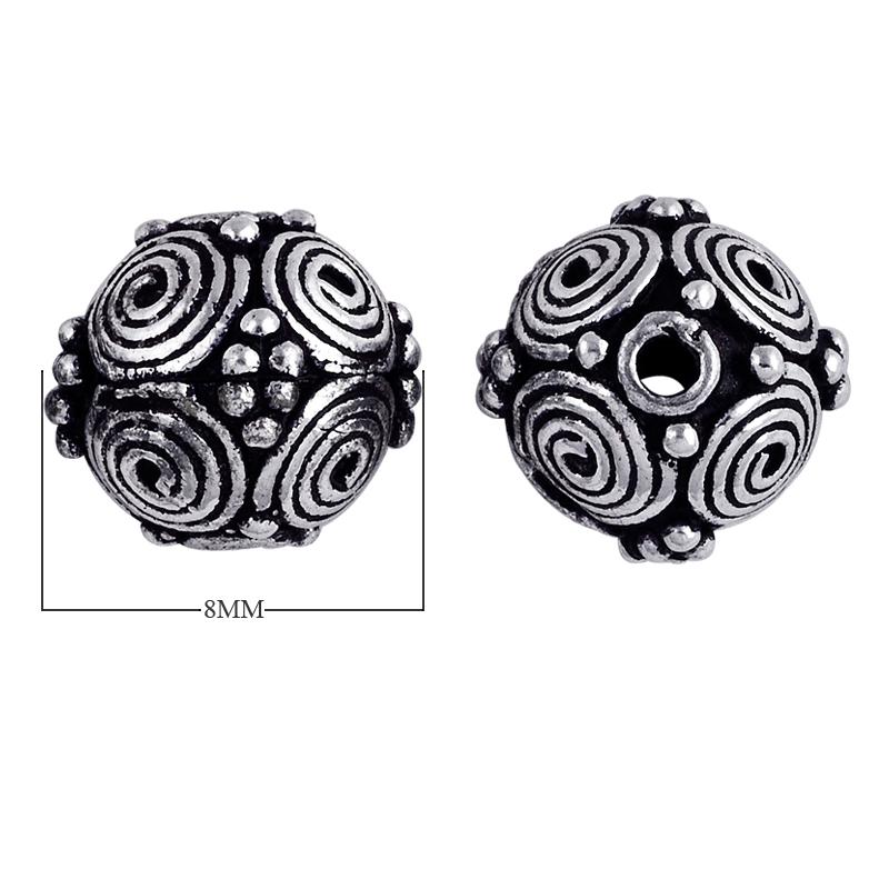 BSF-112-8MM Silver Overlay Bali Bead Beads Bali Designs Inc 