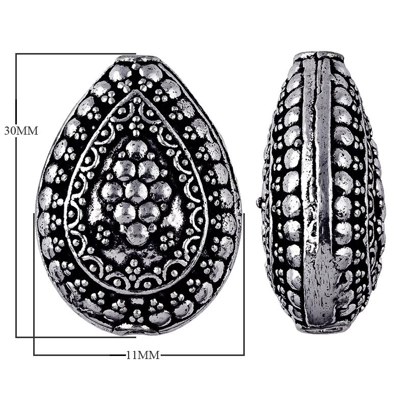 BSF-144 Silver Overlay Designer Pear Shape Bali Bead Beads Bali Designs Inc 