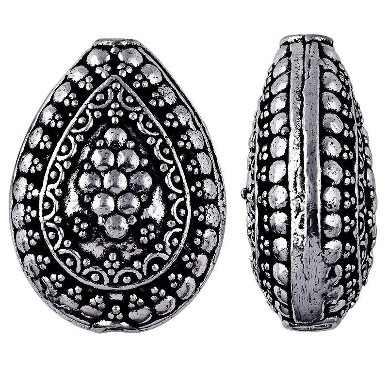 BSF-144 Silver Overlay Designer Pear Shape Bali Bead Beads Bali Designs Inc 