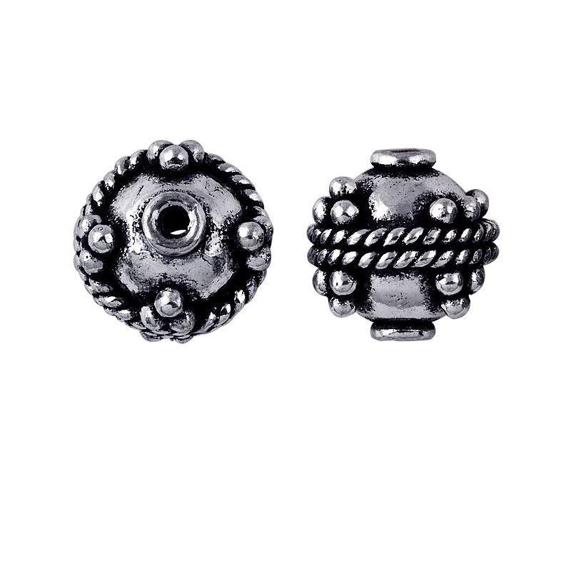 Silver overlay over copper handcrafted rope band bead from India with antique finish jewelry spacer