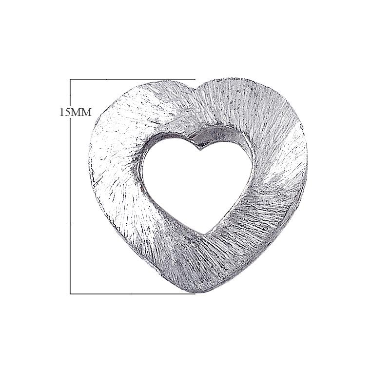 BSF-168 Silver Overlay Heart Shape Brushed Bead Beads Bali Designs Inc 