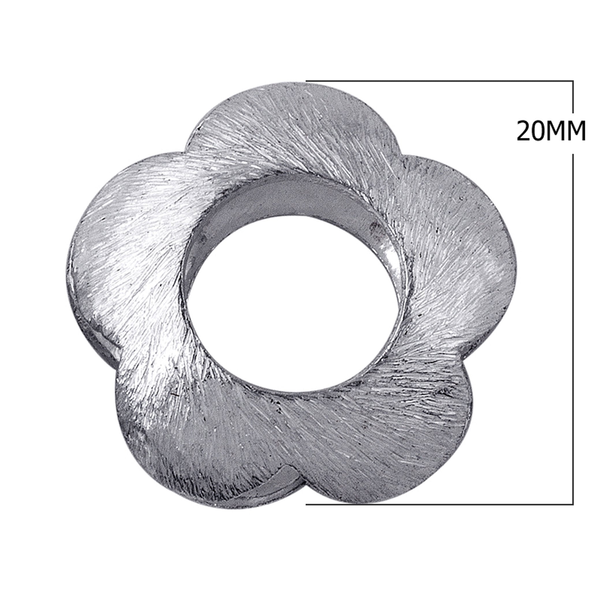 BSF-172 Silver Overlay Flower Shape Brushed Bead Beads Bali Designs Inc 