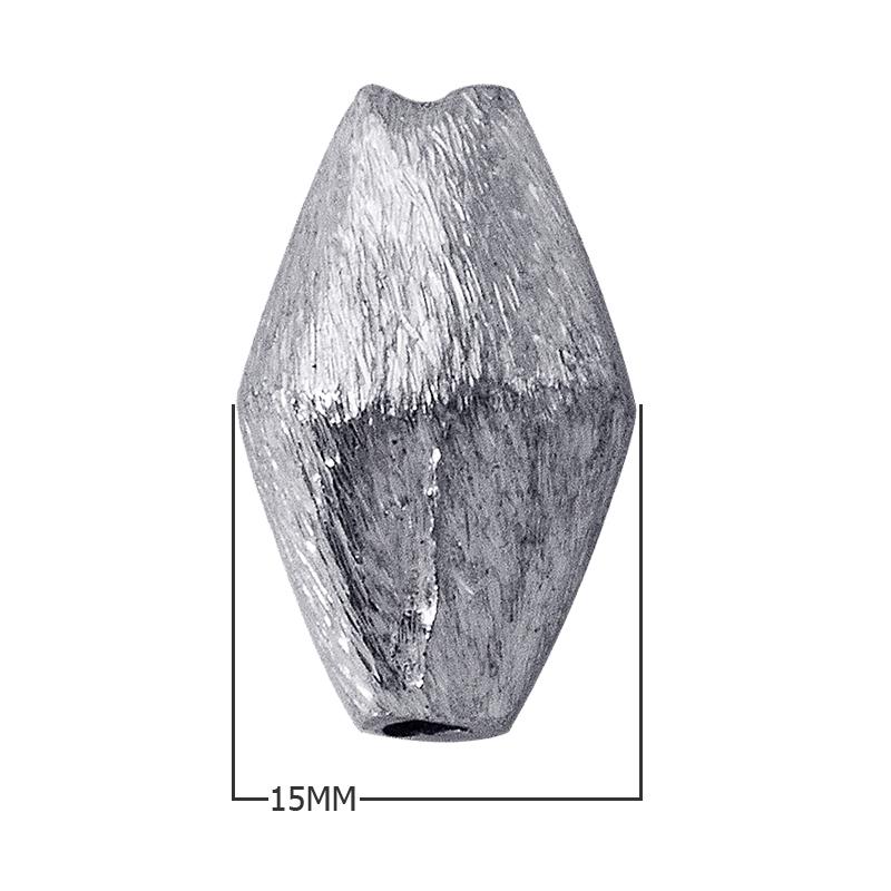 BSF-180 Silver Overlay 3D Rhombus Shape Brushed Bead Beads Bali Designs Inc 