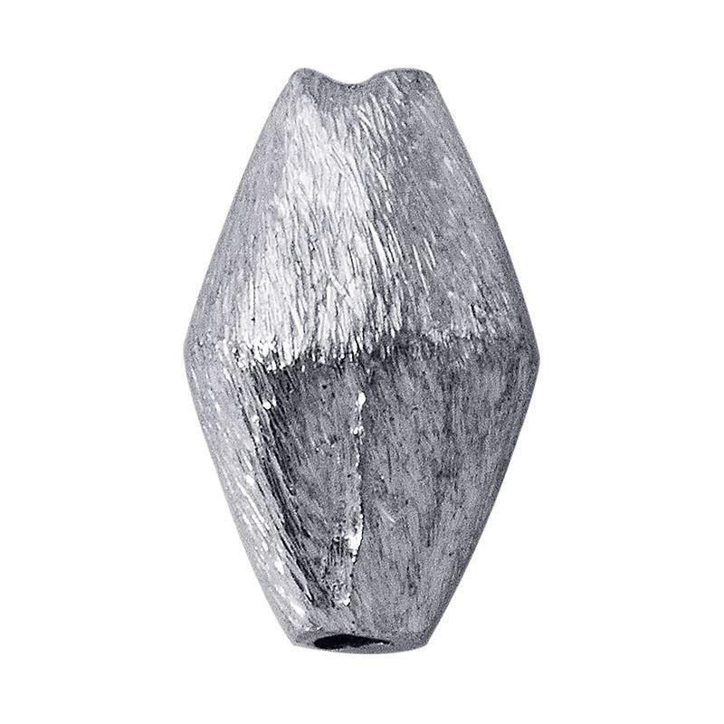 Sculptural silver and copper faceted decor accent handcrafted in India with textured silver finish