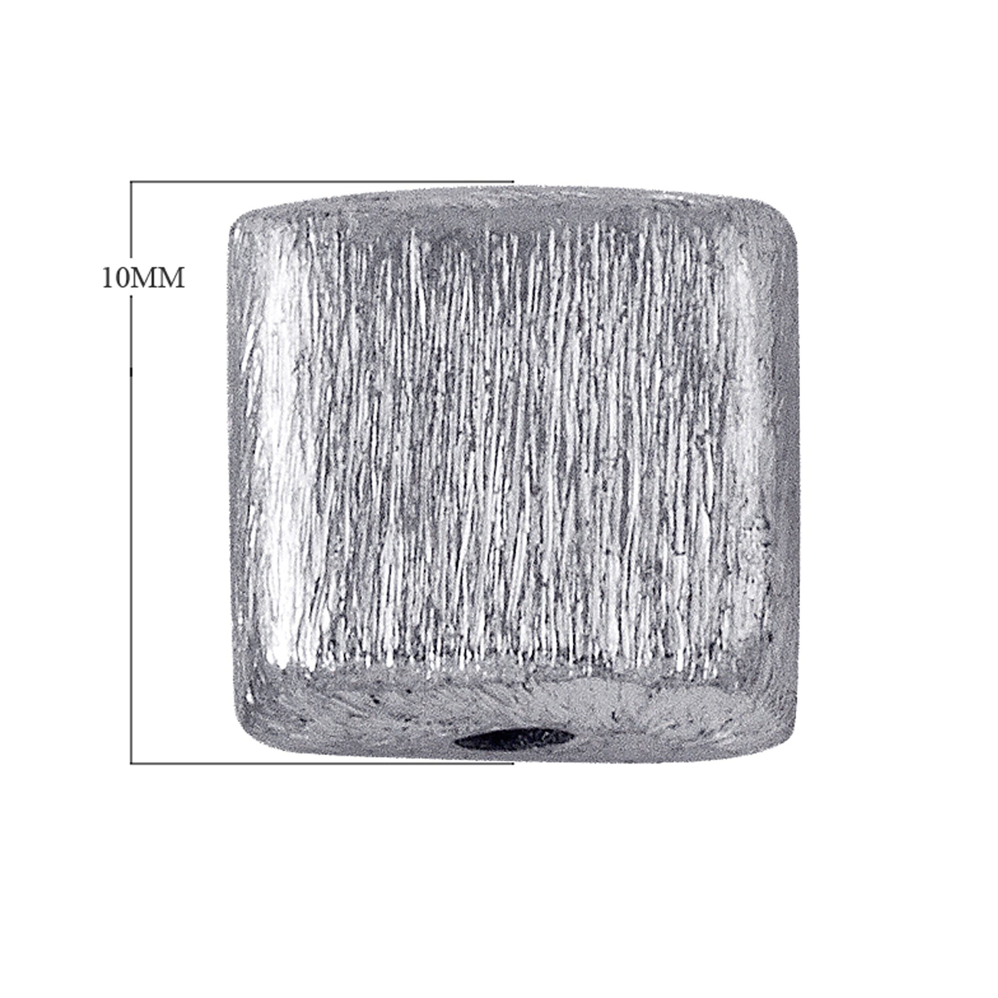 BSF-181 Silver Overlay Square Shape Brushed Bead Beads Bali Designs Inc 10MM 