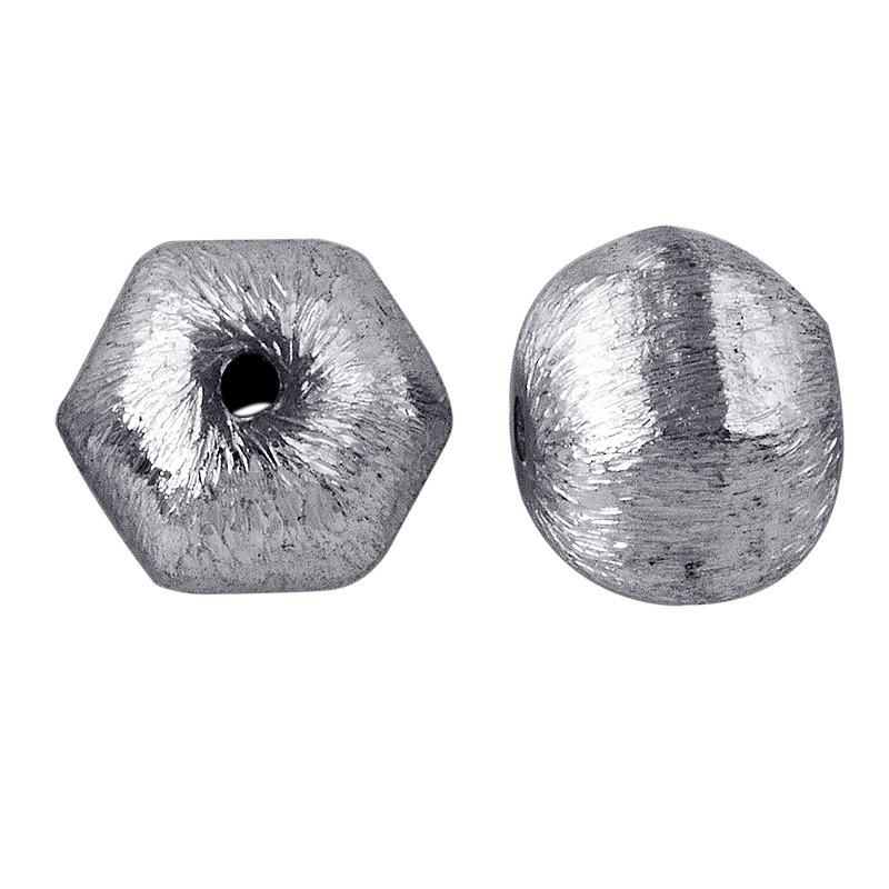 BSF-183 Silver Overlay Hexagon Shape Brushed Bead Beads Bali Designs Inc 