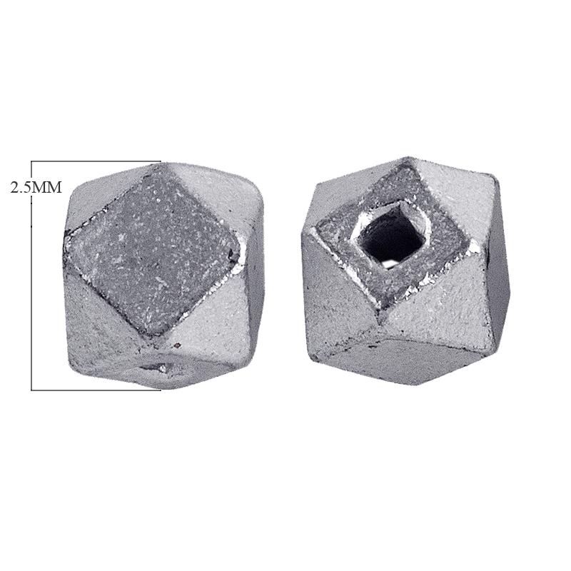 Bold silver and copper faceted cube decor accent pair handcrafted in India with textured silver finish
