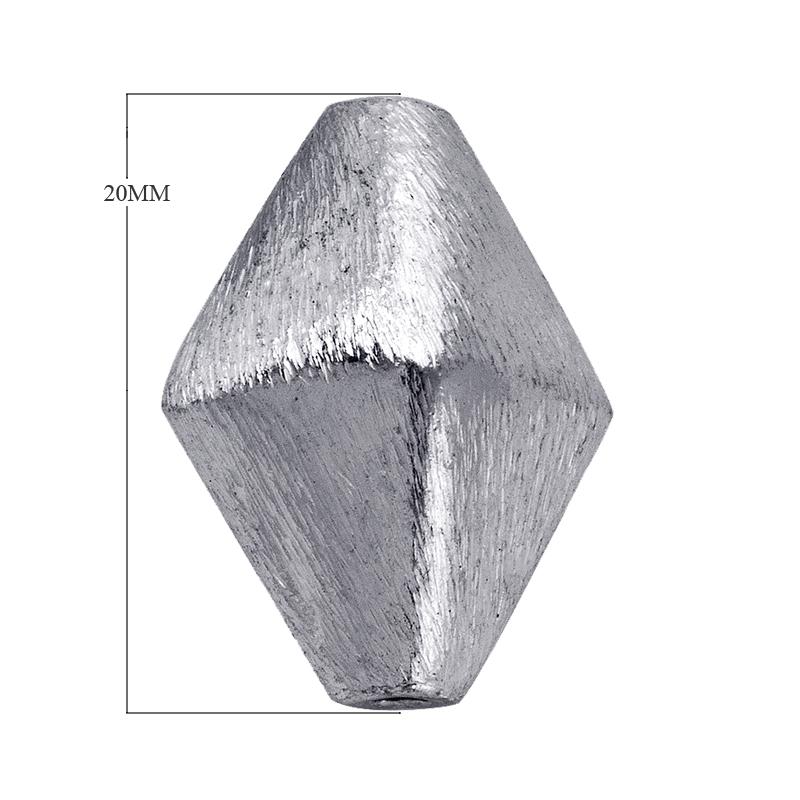 BSF-186 Silver Overlay 3D Rhombus Shape Brushed Bead Beads Bali Designs Inc 