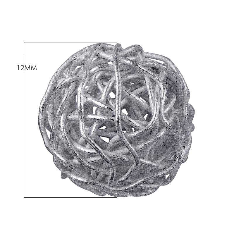 Decorative silver overlay copper wire ball handcrafted in India with polished finish for home décor