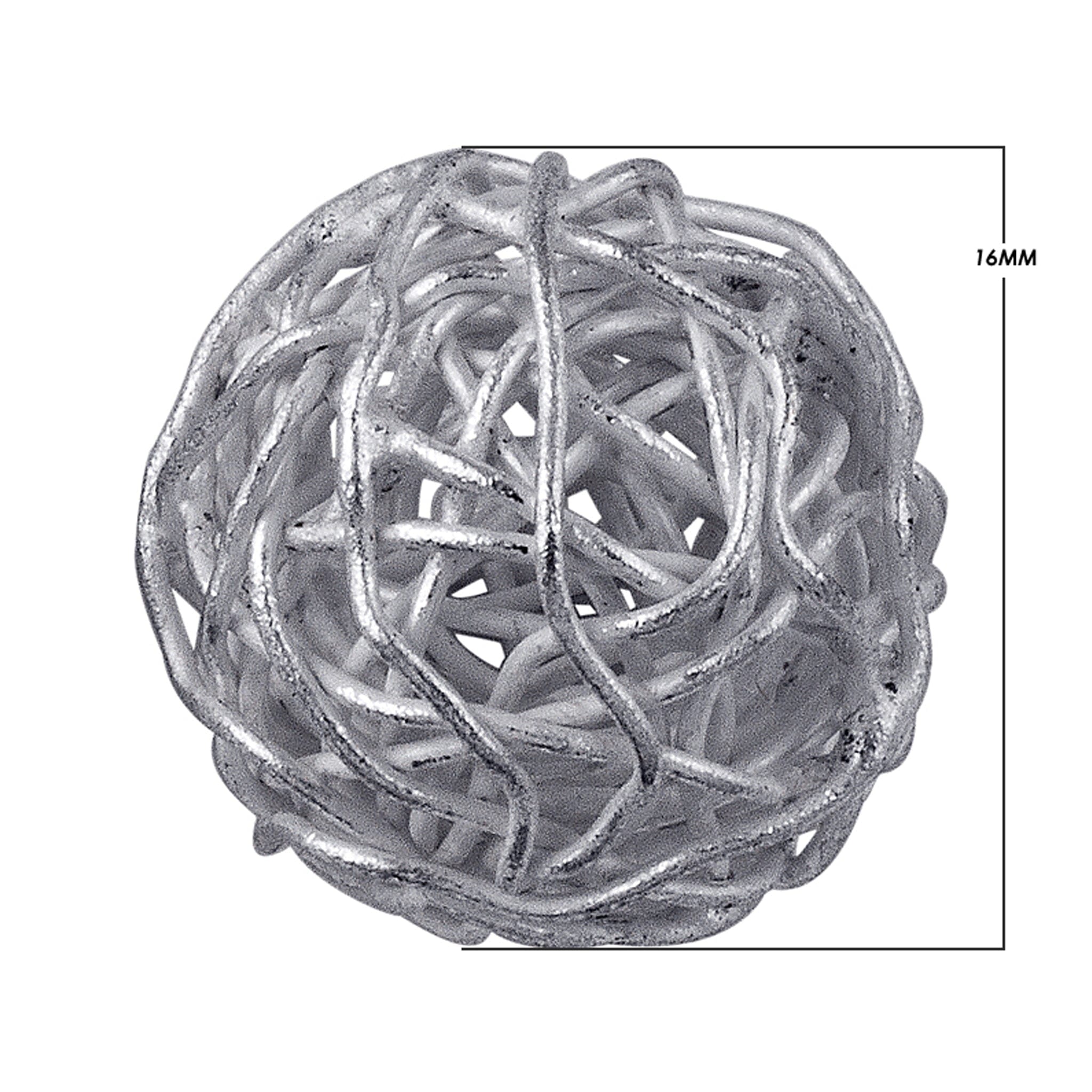 Decorative silver overlay copper wire ball handcrafted in India with polished finish for home décor