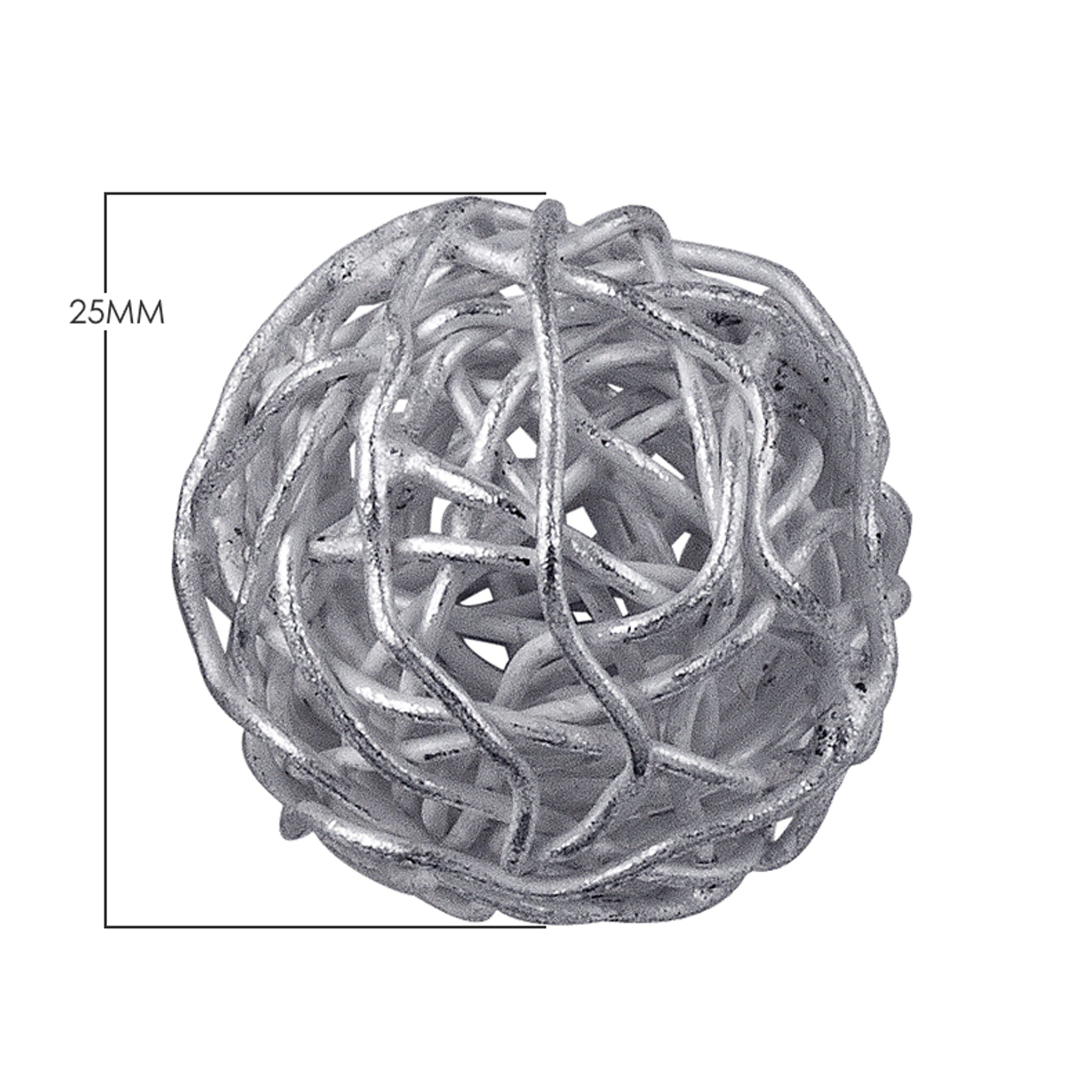 Decorative silver overlay copper wire ball handcrafted in India with polished finish for home décor
