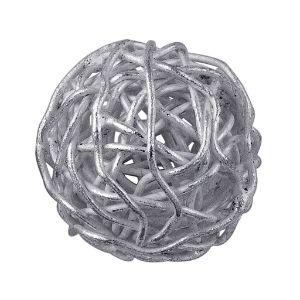 Decorative silver overlay copper wire ball handcrafted in India with polished finish for home décor
