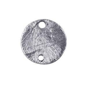 Decorative silver overlay copper textured round disc handcrafted in India with connector holes for jewelry making