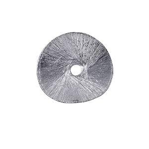 Decorative silver overlay copper textured round disc handcrafted in India with center hole for jewelry making