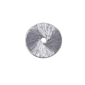 Decorative silver overlay copper textured round disc handcrafted in India with center hole for jewelry making and crafts