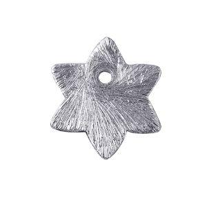 Decorative silver overlay copper textured star charm handcrafted in India with center hole for jewelry making