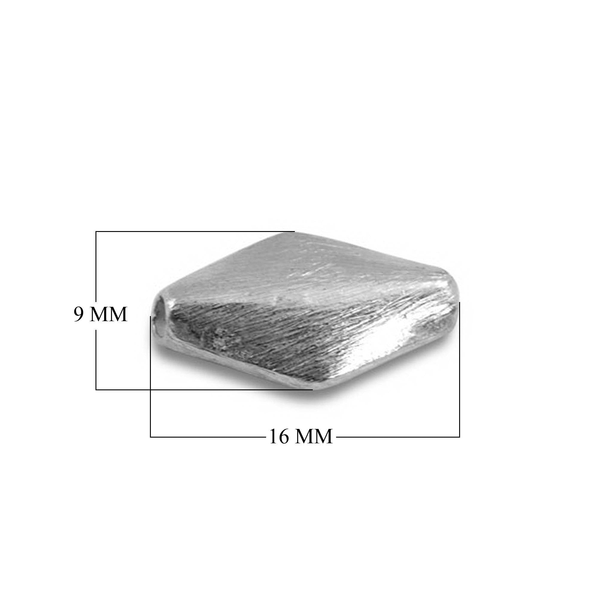 BSF-232 Silver Overlay 3D Rhombus Shape Brushed Bead Beads Bali Designs Inc 