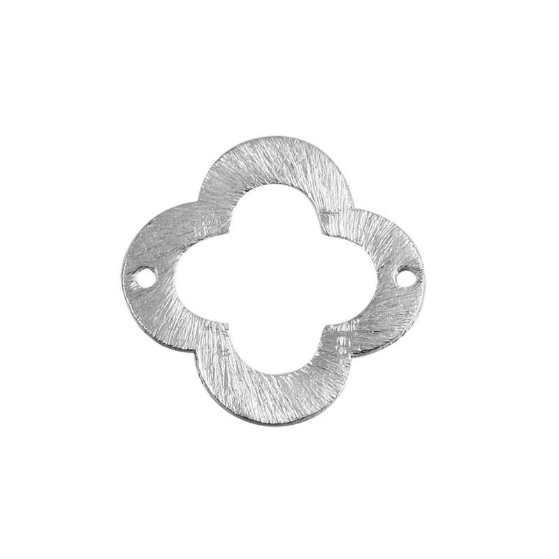 Silver overlay over copper quatrefoil clover connector handcrafted in India