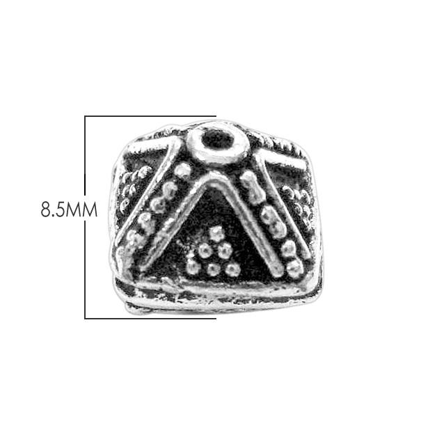 Silver overlay over copper antique style pyramid bead handcrafted in India