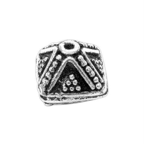 Silver overlay over copper antique style pyramid bead handcrafted in India