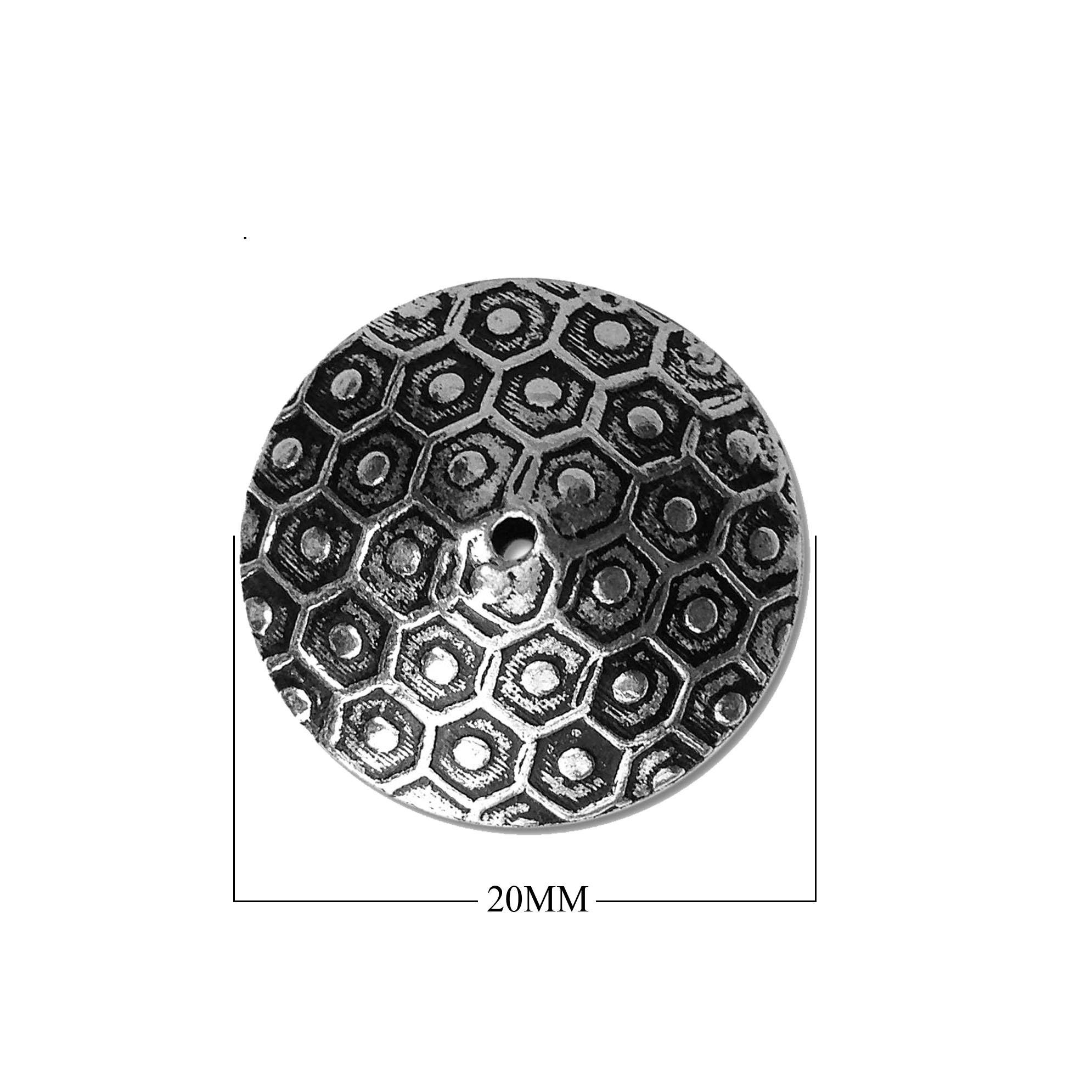 BSF-281 Silver Overlay Round Shape Motif Bead Beads Bali Designs Inc 