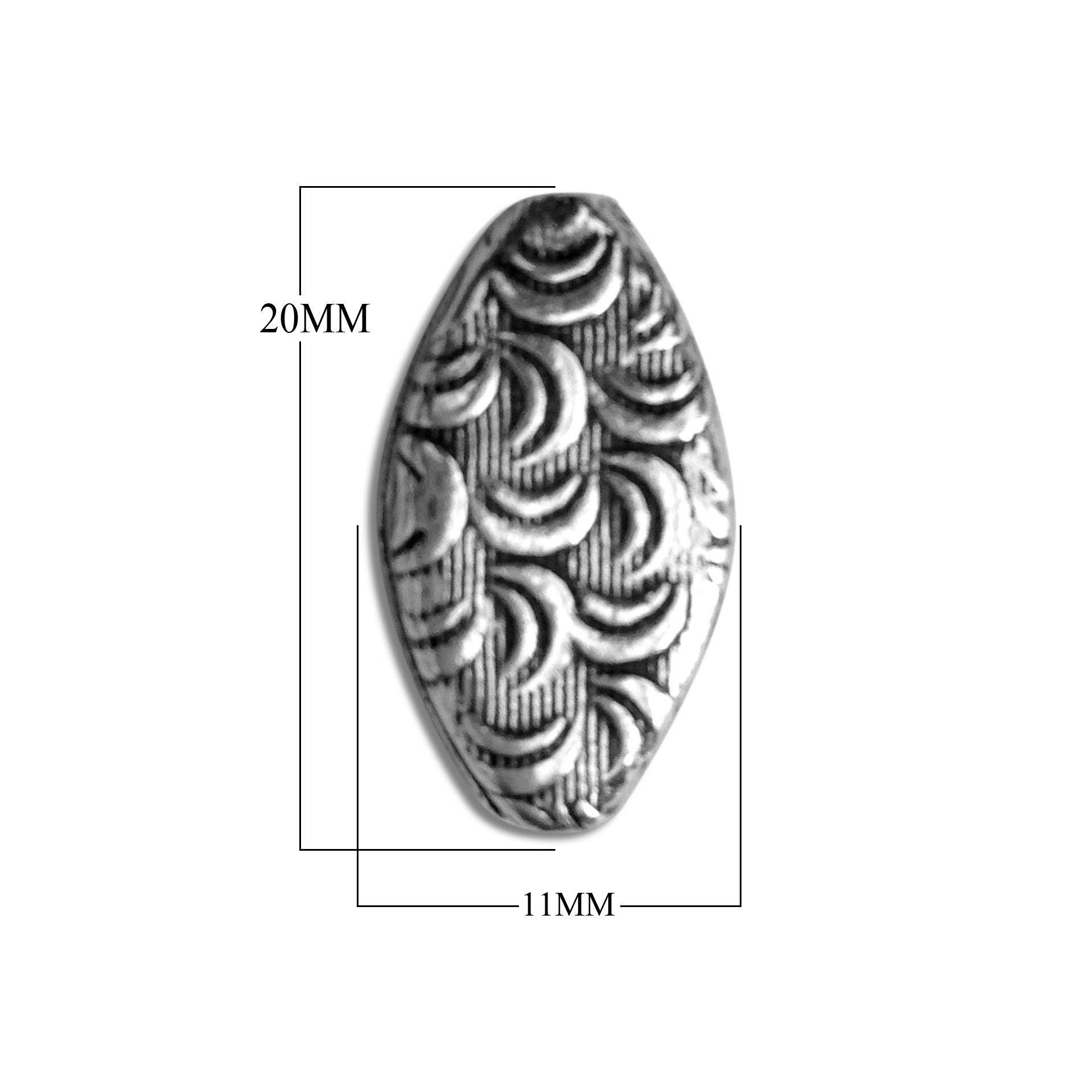 BSF-289 Silver Overlay Marquise Shape Motif Bead Beads Bali Designs Inc 