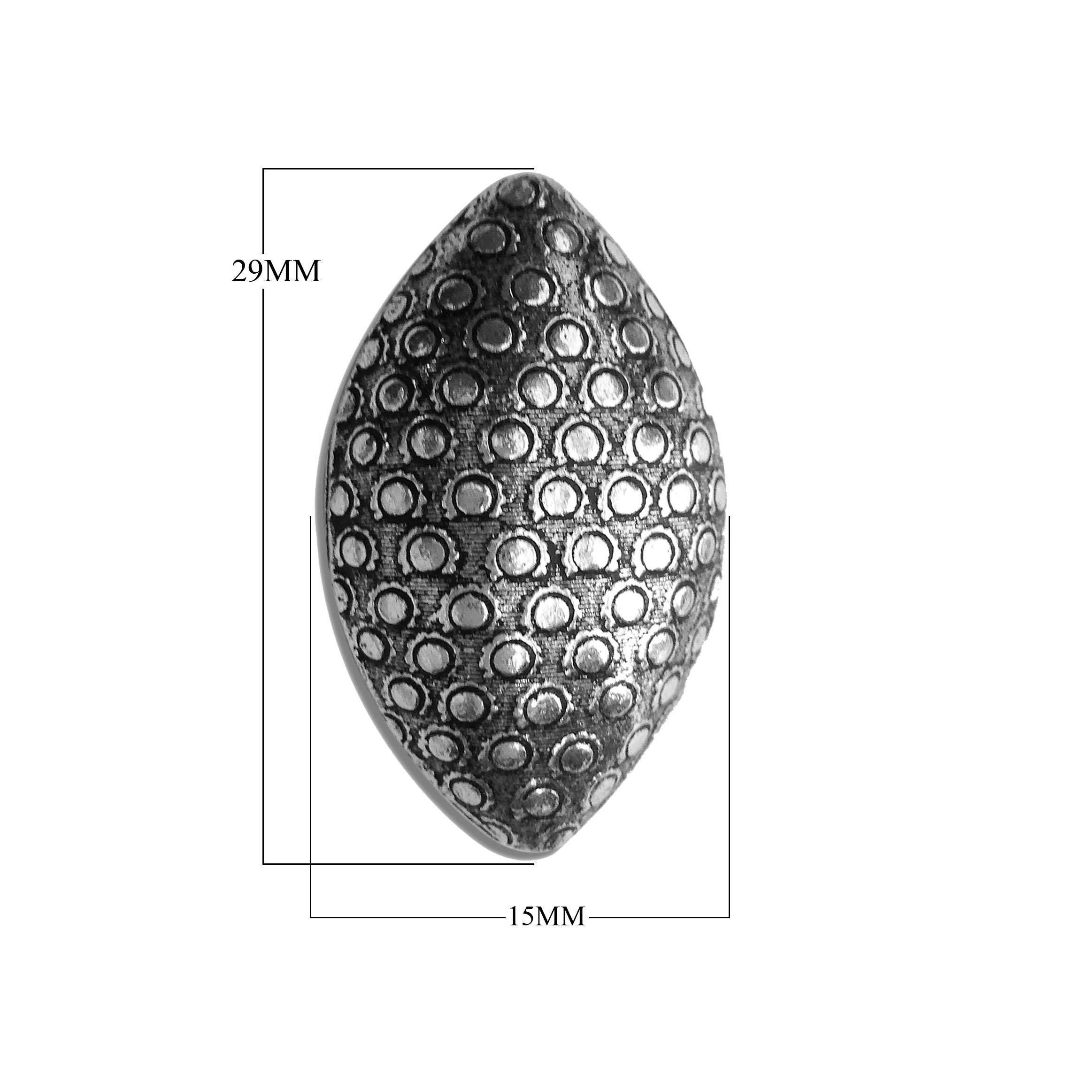 BSF-292 Silver Overlay Marquise Shape Motif Bead Beads Bali Designs Inc 