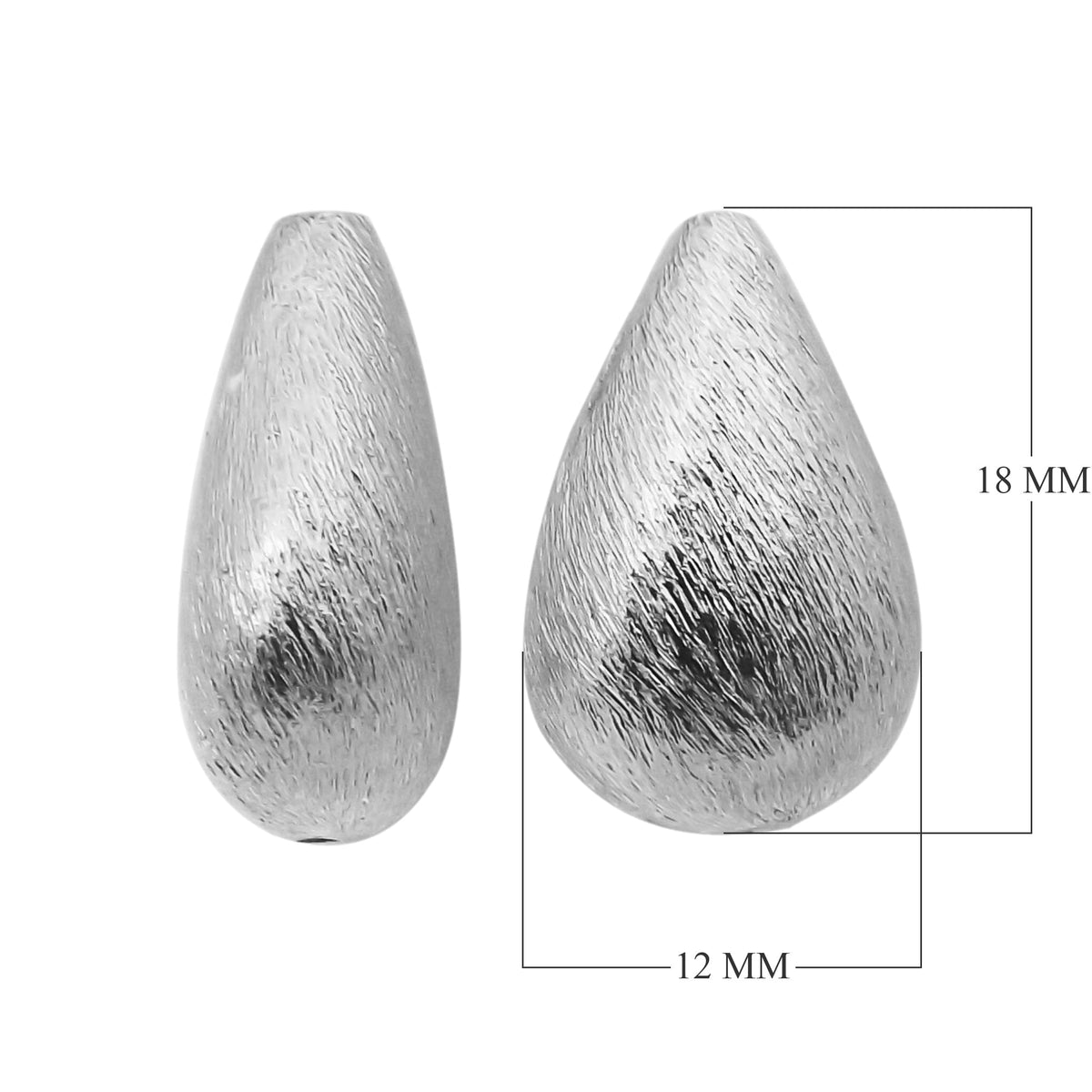 BSF-357 Silver Overlay Pears Shape Brushed Bead Beads Bali Designs Inc 18X12MM 