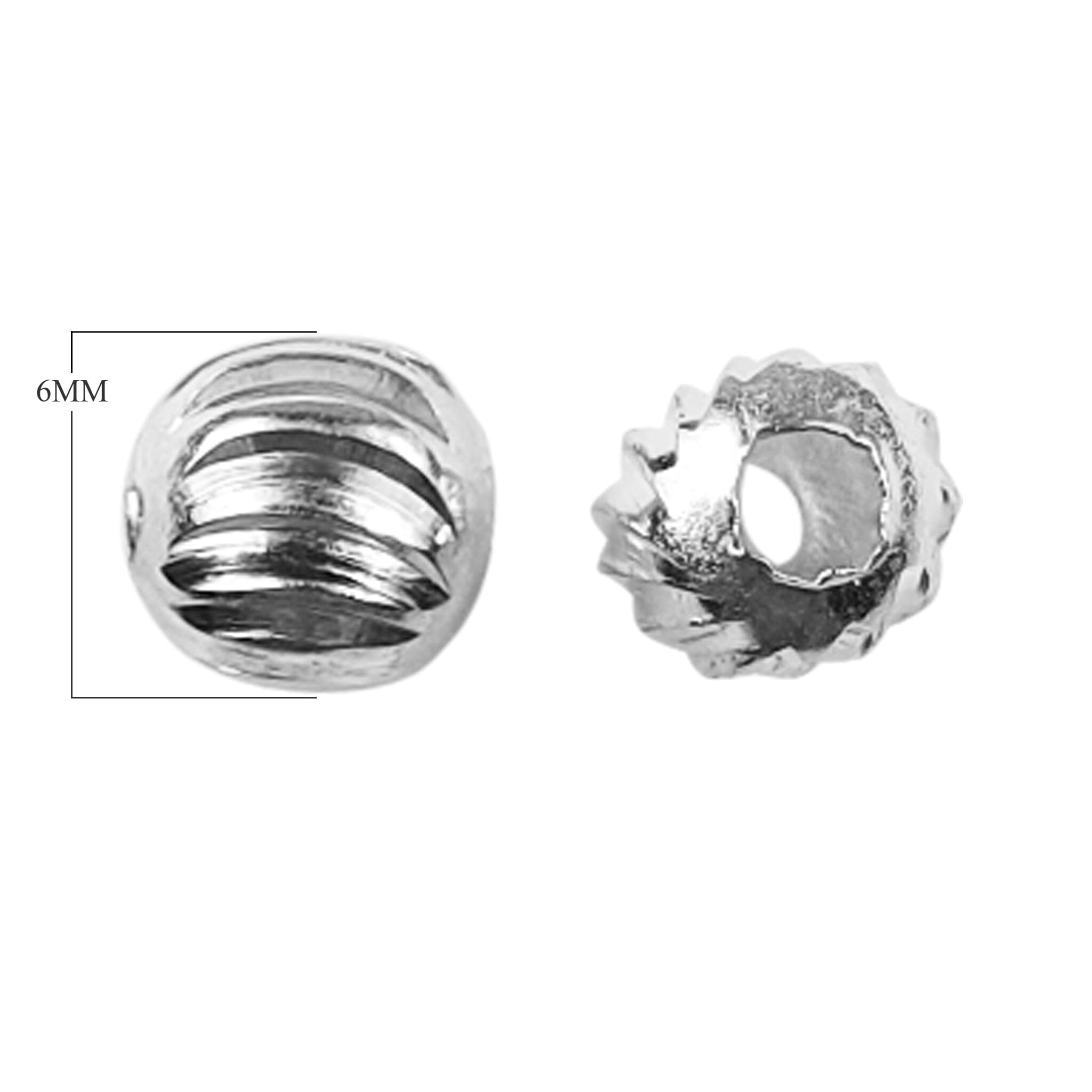 Modern silver overlay over copper handcrafted round bead with spiral groove detail made in India for jewelry making