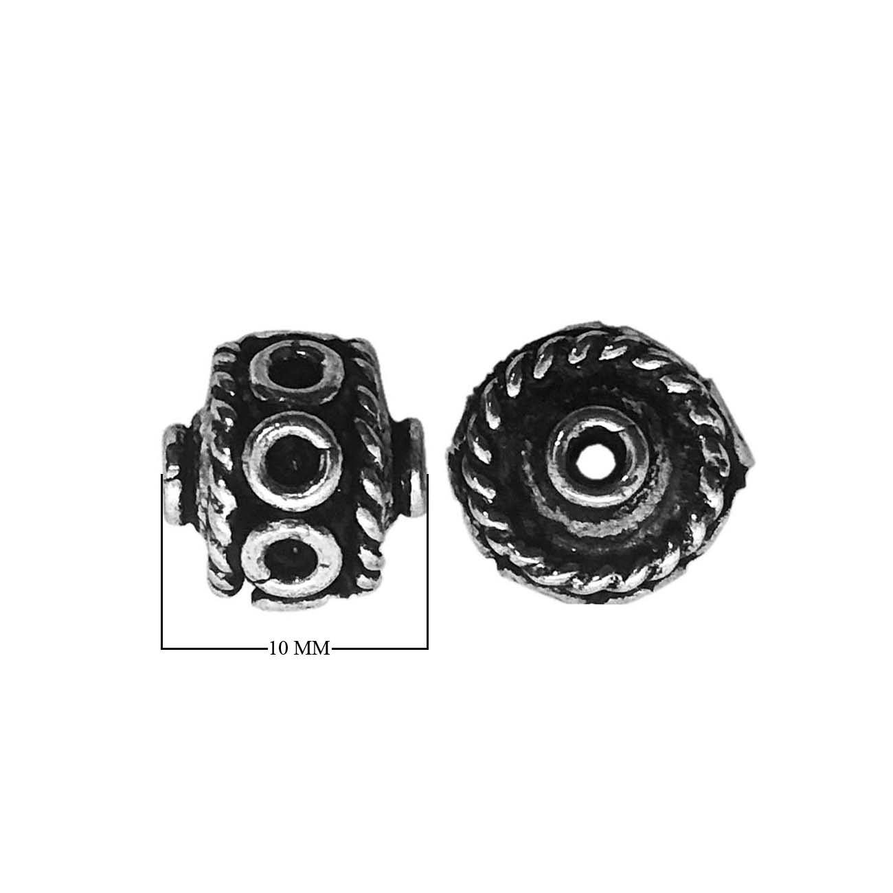 BSF-385-10MM Silver Overlay Bali Bead Beads Bali Designs Inc 