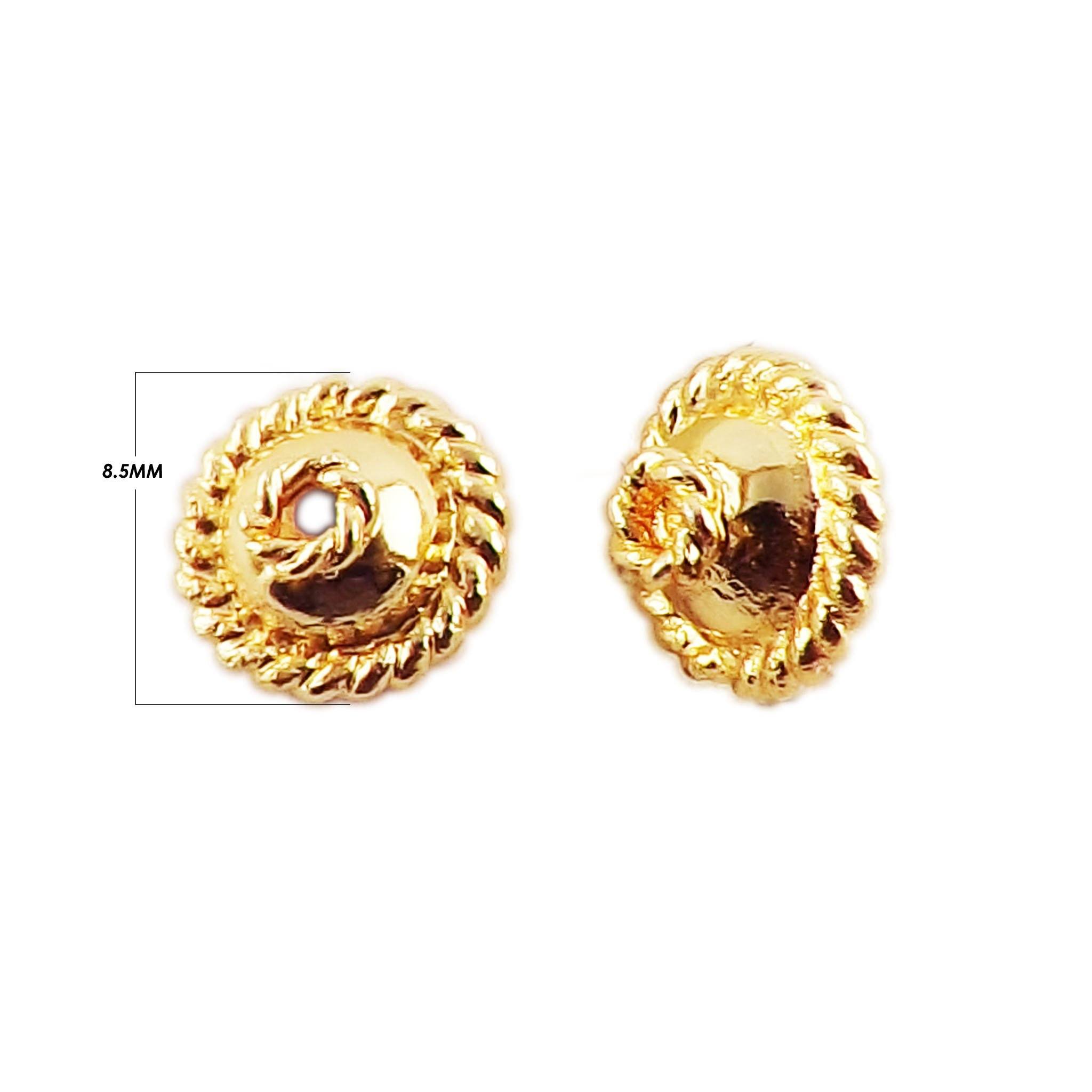 Timeless rope circle 18K Gold Overlay bead cap crafted Over Copper with a smooth gold finish, handmade in India.