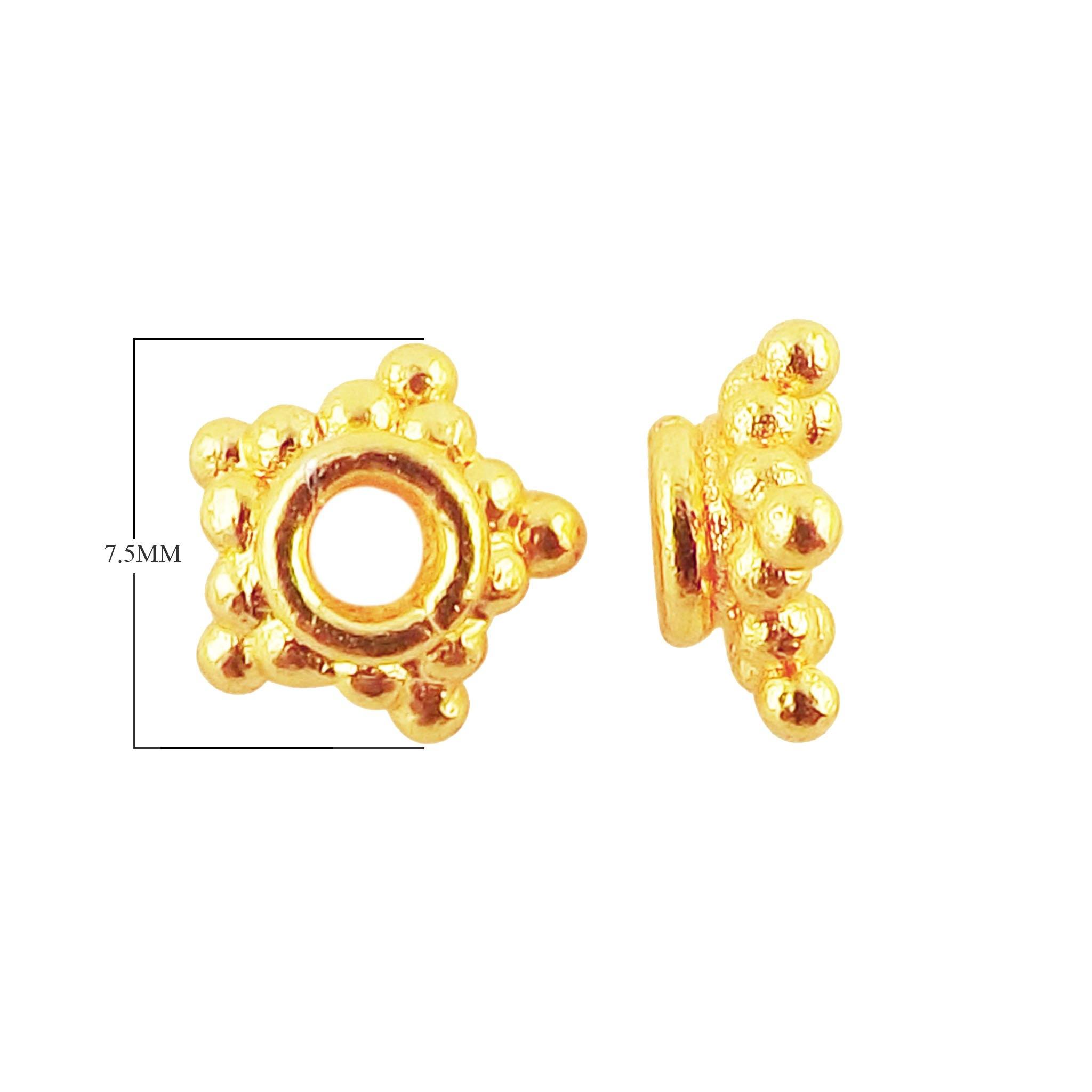 18K Gold Overlay Over Copper bubble texture bead cap with raised granulated edge, handmade jewelry component from India.