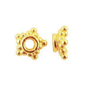 18K Gold Overlay Over Copper bubble texture bead cap with raised granulated edge, handmade jewelry component from India.