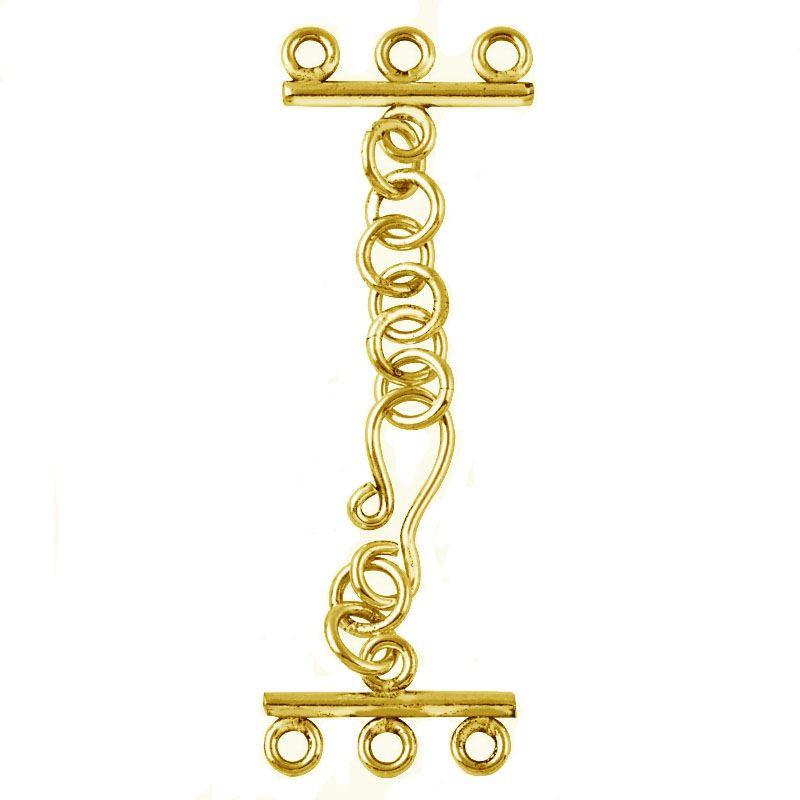 CG-156-3H 18K Gold Overlay Multi Strand Clasp With 3 Hole Beads Bali Designs Inc 