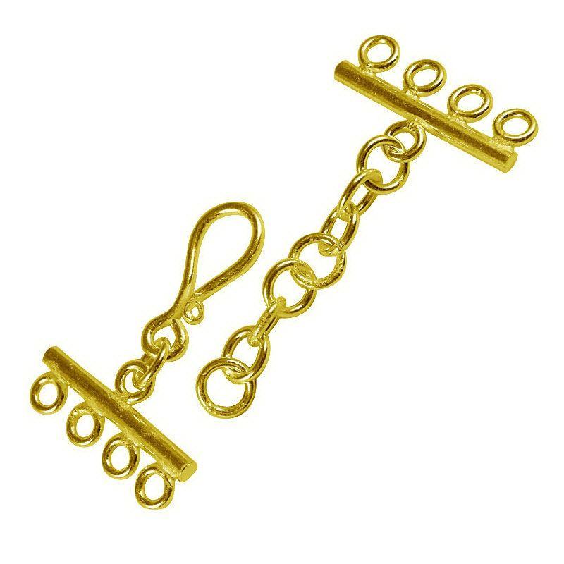 CG-156-4H 18K Gold Overlay Multi Strand Clasp With 4 Holes Beads Bali Designs Inc 