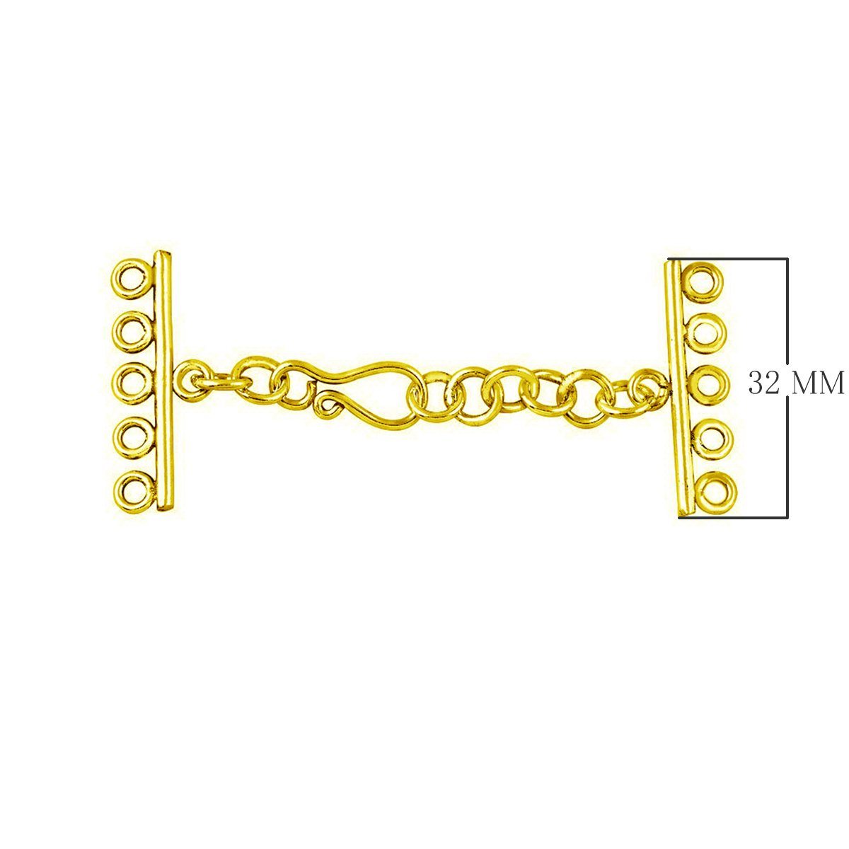 CG-156-5H 18K Gold Overlay Multi Strand Clasp With 5 Holes Beads Bali Designs Inc 