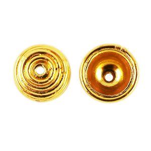Elegant 18K Gold Overlay Over Copper round disc bead cap with center hole, handcrafted in India
